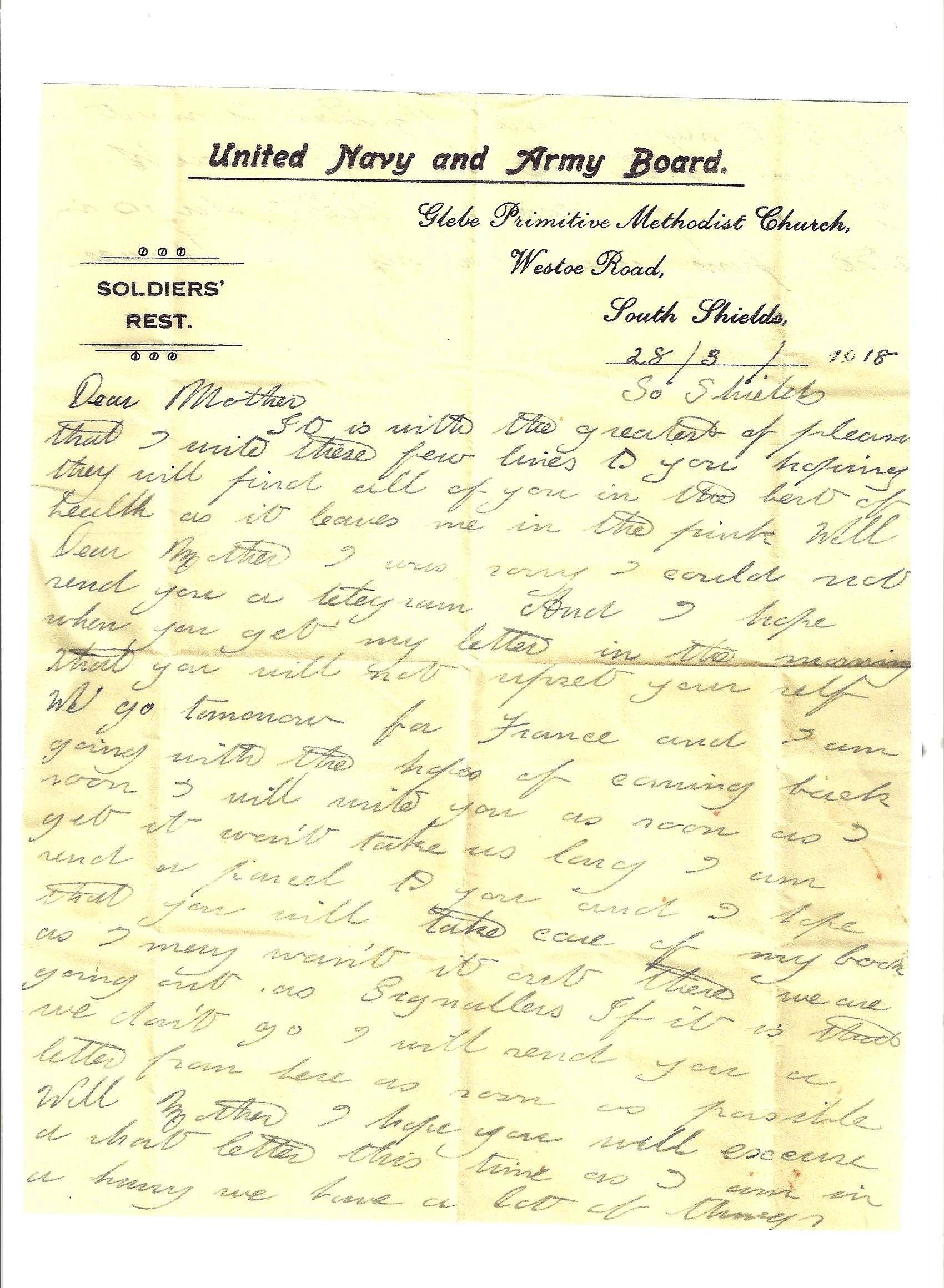 Letter 196 - Horace to Edith 28 Mar1918 copy