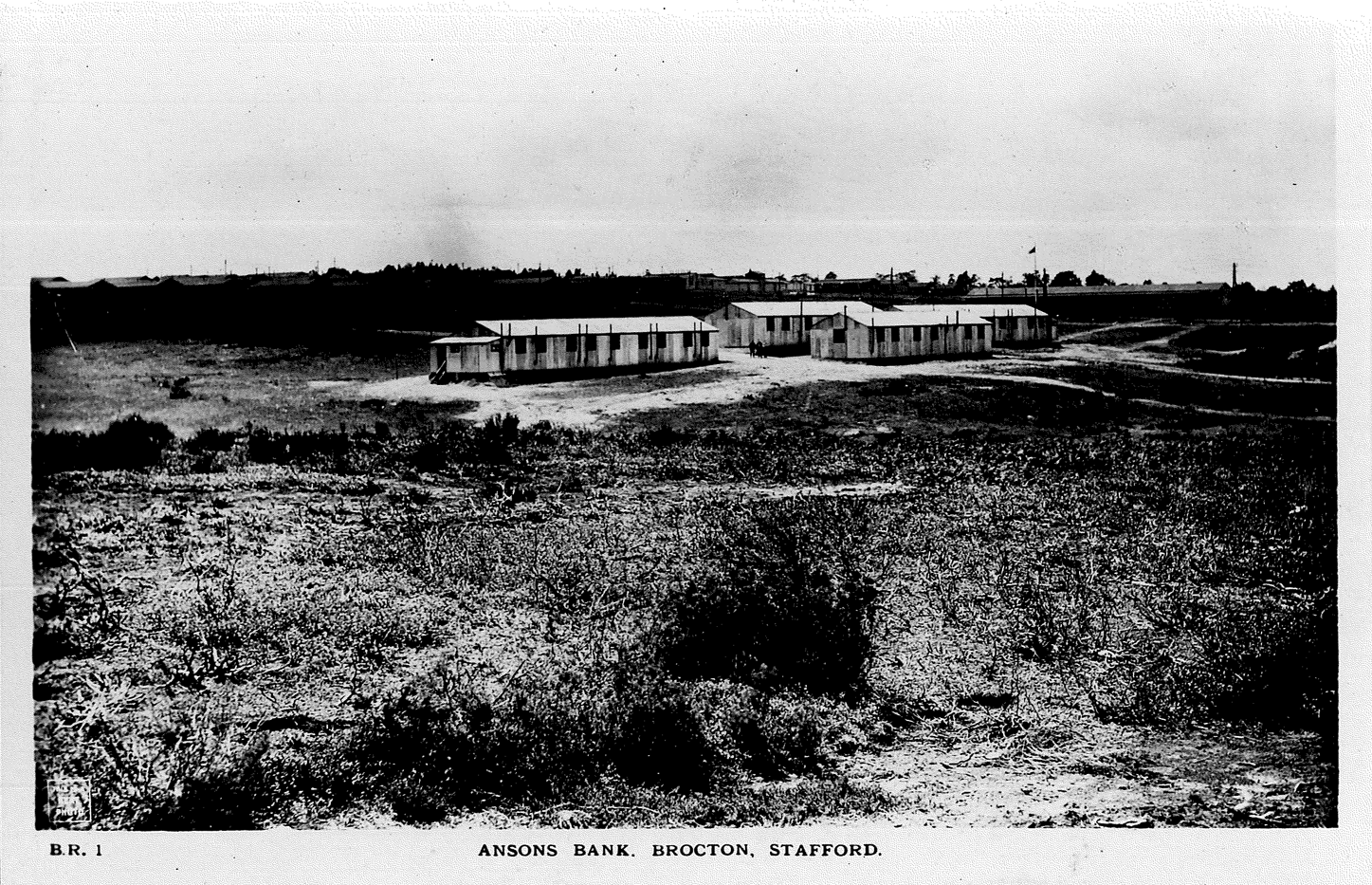 Ansons Bank Officers' Huts Postcard owned by Scott Whitehouse